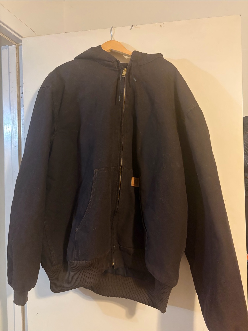 Carhartt Men's Brown Hooded Work Jacket - Zip Front